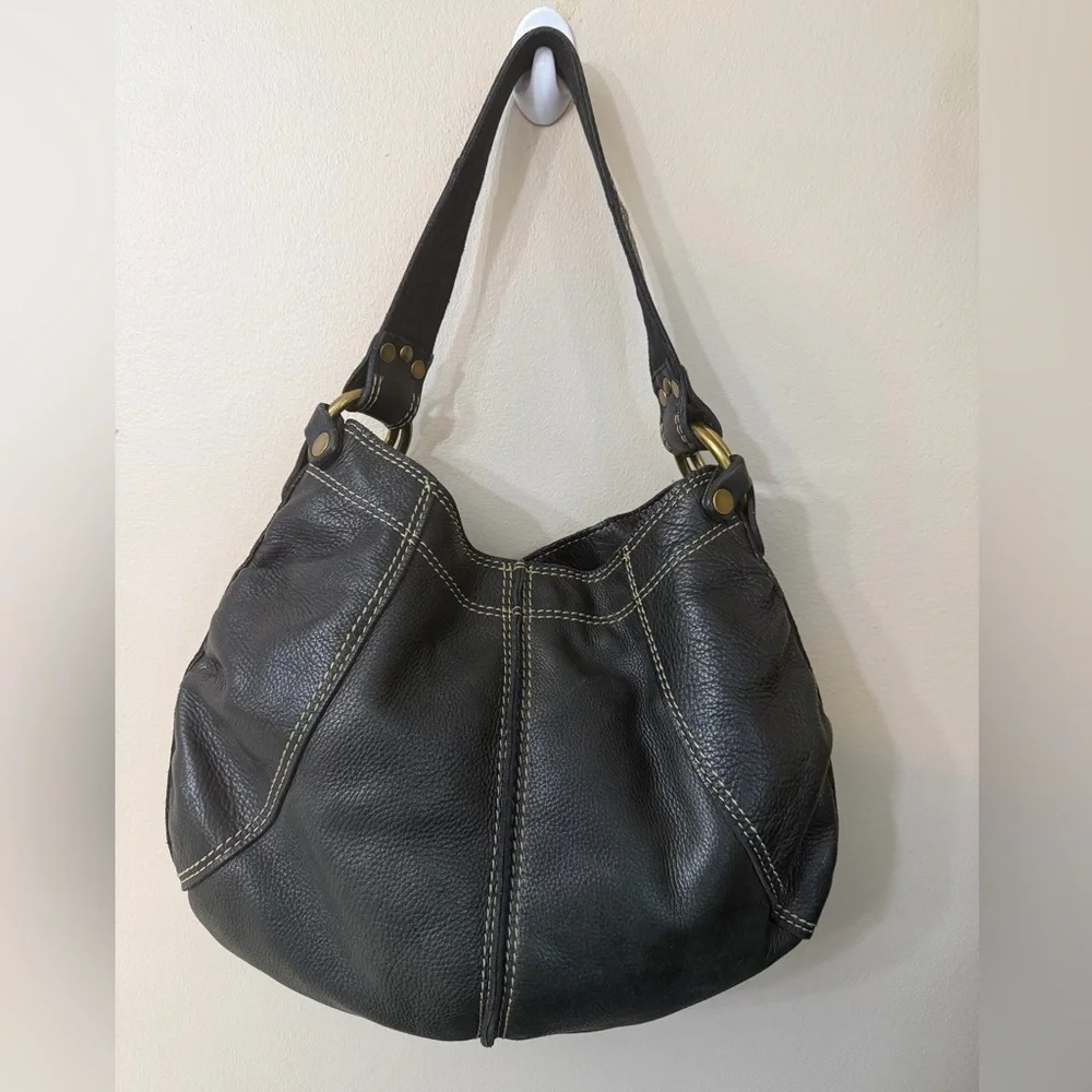 Lucky Brand Black Hobo Bag with Gold Accents